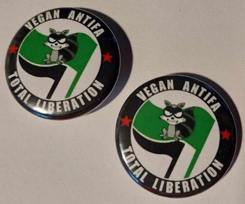 Vegan antifa button - 1x,