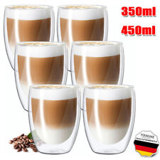 6x Doppelwandige Thermo Gläser 350ml / 450ml Latte Macchiato Cocktail Kaffee Tee