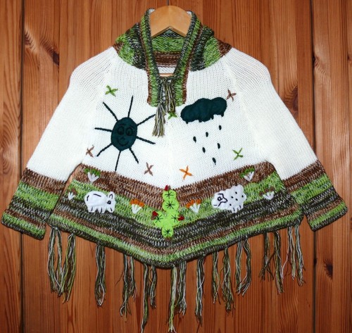 Kinder poncho 86 weiß - 80*86,,