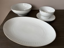 Scherzer Bavaria Porzellan Servierplatte oval Schüsseln Weiß mit Goldrand