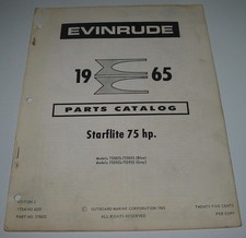 Parts Catalog Evinrude Ersatzteilkatalog Starflite 75 HP Außenborder Stand 1965