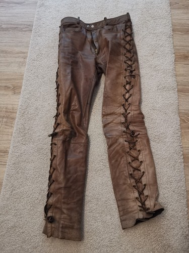 Schnürlederjeans herren braun - schnürlederjeans,