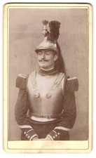 Fotografie franzöischer Kürassier / Cuirassiers, Brustharnisch und Roßhaarschwe 