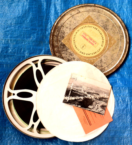 Filmdose mit film fließender - filmdose,