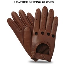 Herren Klassisch Retro Stil Qualität Chauffeur Weich Lammleder Leder Autofahrer Handschuhe
