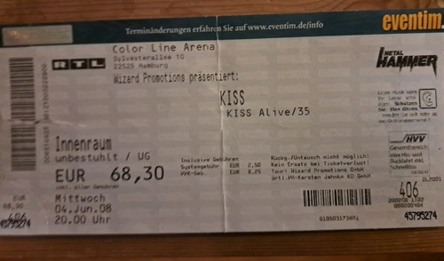 Alte kiss konzertkarte - alte,