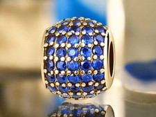 Charm Kugel blau Silber 925 vergoldet - passend für Pandora Armband 