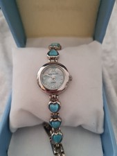 Edle Damenuhr Quartz Uhr Philip Mercier Armband Herz Silber Blau Neu