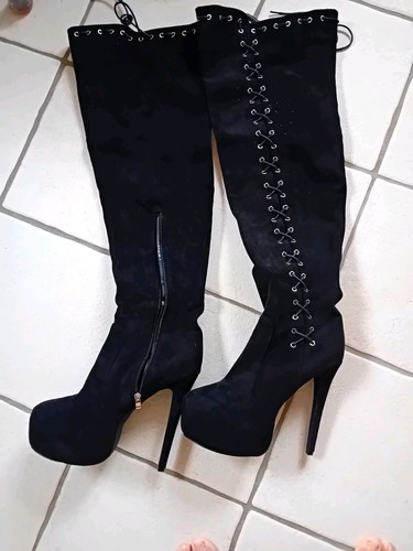 Damen overknee stiefel schwarz - overknee,