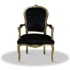 Barock Stuhl Stoff Schwarz