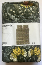 IKEA KARRDUNORT Bettbezug und 2 Kissenbezüge 200x200 cm dunkelgrün bunt