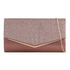 Damen Glänzend Glitzer Umschlag Clutch Tasche Handtasche Schulter Abend Hochzeit Handtasche