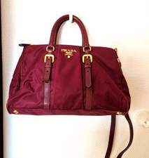 PRADA - supersüße weinrote Nylon - Leder  - Handtasche  - Luxus - Tasche