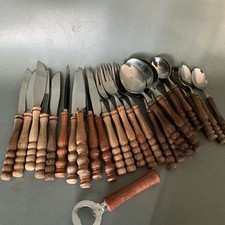 Besteck Holz Griff Konvolut