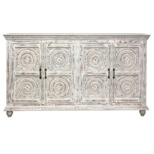 Sideboard Desna Indische Kommode Mangoholz Indien Konsole Weiß Whitewash 180 cm 