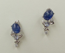 Saphir, Tansanit - Ohrstecker, Ohrhänger,  Sterlingsilber 925