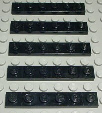 Lego Plate 1x6 Black 5 Pieces