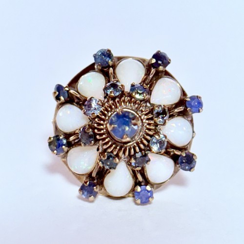 Gelbgold opal blauer saphir - 8k,