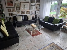 Rolf Benz 3-teil. Ledergarnitur gebr. u. 1 Glastisch