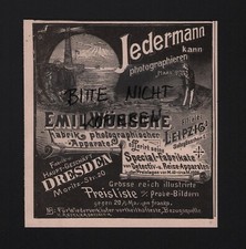 DRESDEN, Werbung 1894, Emil Wünsche Fabrik fotografischer Apparate