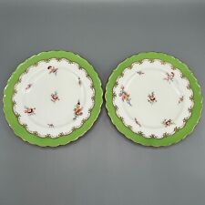 Paar antike Coalport Porzellan Teller englisch viktorianisch grün handbemalt 22 cm