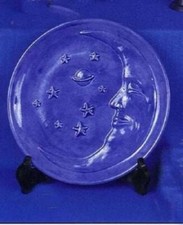 AL-1291 - Schrühware - Keramik-Rohling - Teller mit Mond und Sternen - 24 cm 