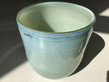 Henry Dean Vase unbenutzt crème blau 24 cm handgefertigt gross