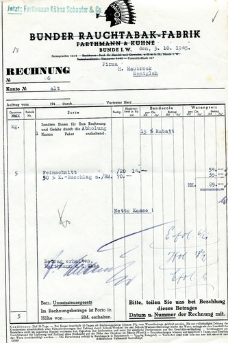 Rechnung 1945 bünder - 1945, >