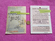 alte Quittung + Garantiekarte Herrenrad Paul Jansen Emmerich 1981
