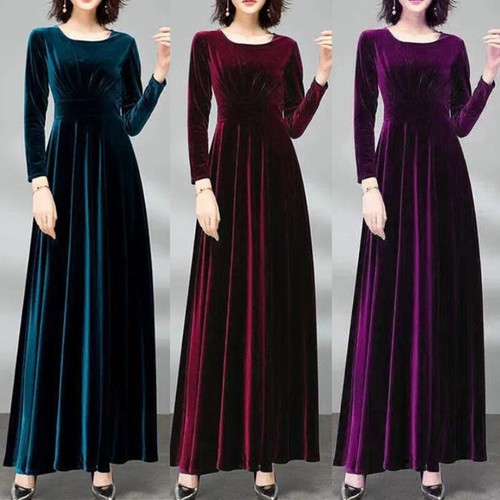 Damen samt kleid rundhals - kleid,
