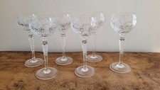 6 Böhmische Bleikristall Rotweingläser Langstielig Hangeschliffen ca. 18cm