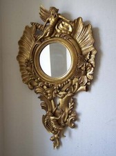 EXKLUSIVER WANDSPIEGEL SPIEGEL RAHMEN HOLZSCHNITZEREI ANTIKER GOLDTON 