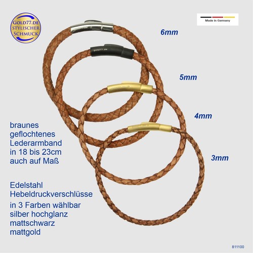 Leder armband geflochten - leder-armband, braun