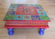 Beistelltisch aus Rajasthan INDIEN handbemalt  Holz 30x30 cm Blumentisch 2. Wahl
