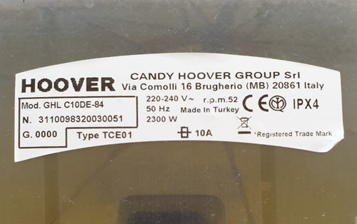 Hoover ghl c10de - hoover, c10de-84
