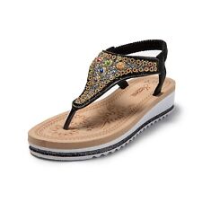 JOMIX Damen Sandalen Sommer Bequem Strand Zehentrenner mit Strass