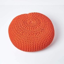 Homescapes Strickpouf rund 70x23 cm Orange