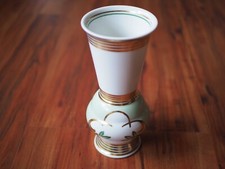 Sophienthal Fein Bayreuth | Blumenvase, Vase 50er Jahre weiß/Gold, retro