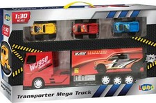 Luna Transporter 40 cm Mega Truck LKW Lastwagen Auflieger und 3 Show Trucks