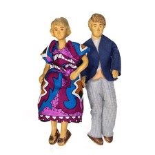 Alte Puppenhaus Puppen Biegepuppen Pärchen 10,5 cm Puppenstube Vintage