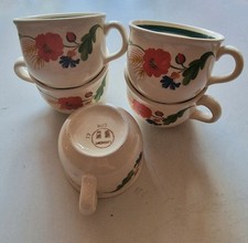 DDR Vintage Tassen 5er Set handbemalt Blumenmotiv ohne Untertassen Retro Keramik