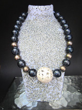 Kette Silber 925 Blaufluss Kugeln "Sonne Mond Sterne" Designer Unikat 44cm 146g