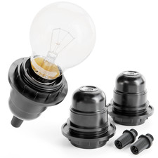 greate 3x E27 Fassung schwarz - Hängefassung für warmweiß Glühbirne Lampe 
