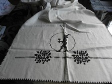 Läufer oder Vorhang Leinen schwarzer Kreuzstich Zwerge... NEU original