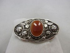 Jugendstil Brosche Martin Mayer Mainz mit Karneol aus Silber 800 punziert