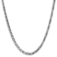 Königskette Rund 4 mm Oxidiert Massiv 925 Silber Halskette Karabinerverschluss