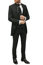 Hochzeit Cutaway Anzug 5-teilig Jacquard Gr.44 Schwarz