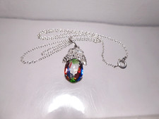 835 Silber Anhänger Traubendekor mit "Rheinkiesel" + zarte Ankerkette 43cm 4,14g