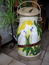 Bodenvase Milchkanne Handbemalt Papagei Kakadu Dschungel Tukan Urwald wetterfest