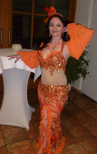 Glitzer Bauchtanz Kostüm Pailletten Bellydance costume Karneval Samba Fasching